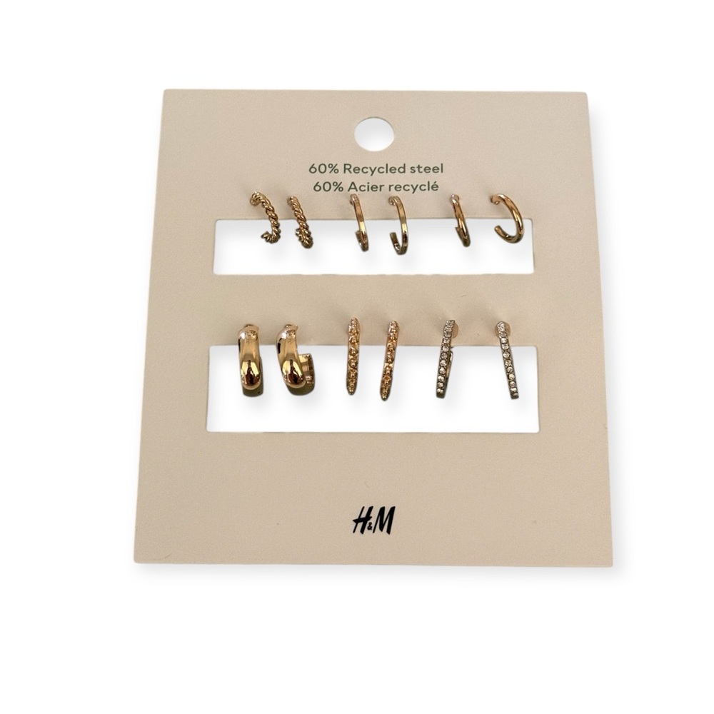 New H&M Gold Mixed Hoop Earring Set